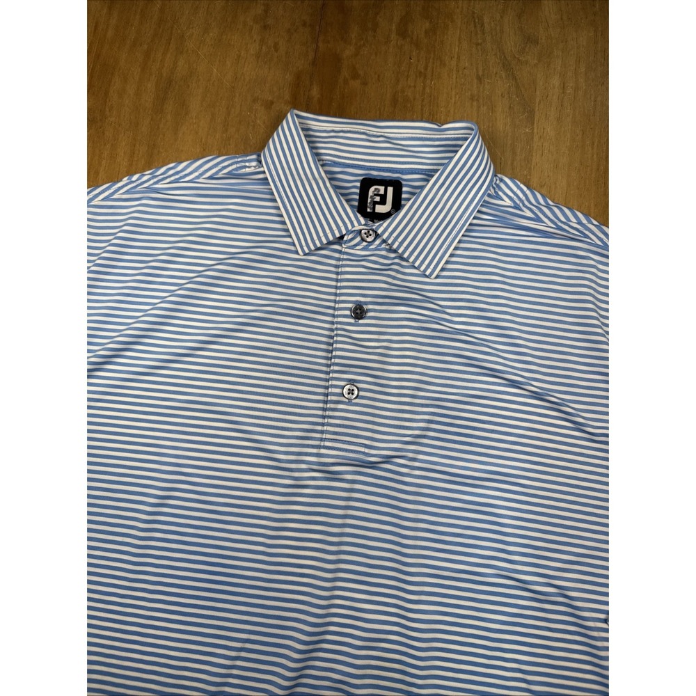 FootJoy Short Sleeve‎ Golf Polo Shirt Mens XL Blue Stripe Lightweight Casual